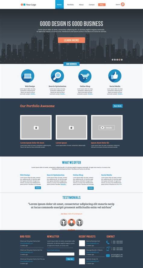 Free Flat Website Template by hakan ertan, via Behance | Web design ...