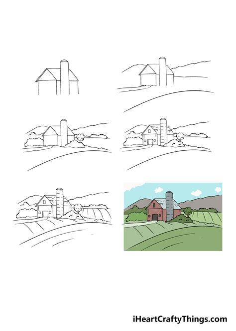 Farm Drawing - How To Draw A Farm Step By Step