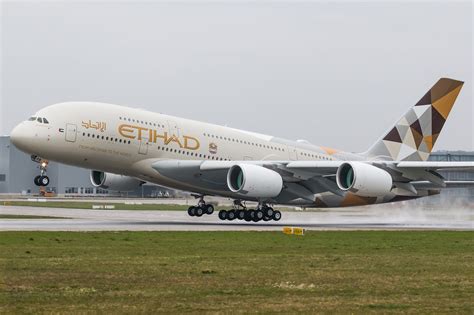 Etihad Airbus A380-800 Takeoff at Hamburg Airport ~ Aircraft Wallpaper