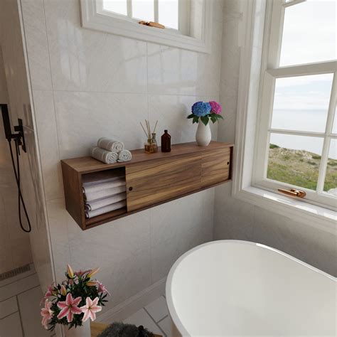 Floating Bathroom Storage Cabinet With Sliding Doors, Vanity, Console ...