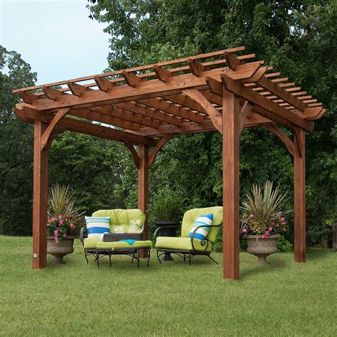 Outdoor Cedar Pergola Kit Wood Patio Structure Garden Shade Cover 12' x ...