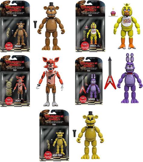 Freddy, Chica, Foxy, Bonnie Golden Freddy Set Of Action Figures ...