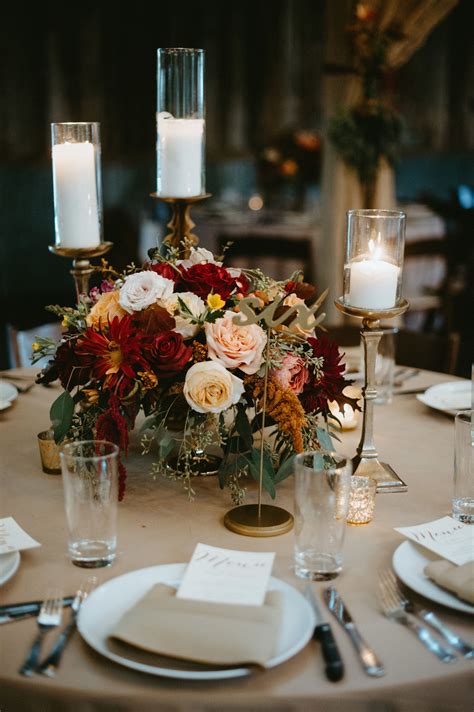 Candles and floral centerpiece Simple Wedding Flowers, Rustic Flowers ...