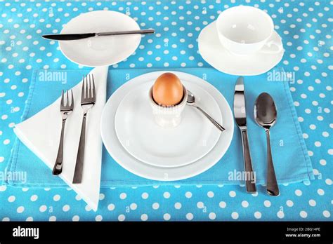 Table setting for breakfast Stock Photo - Alamy