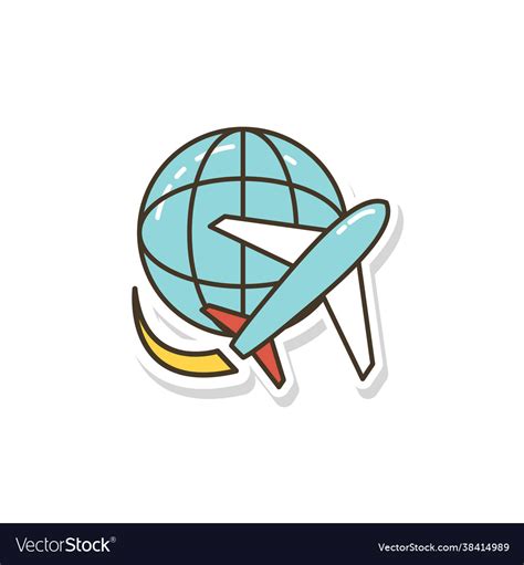 Globe and plane travel icon sticker style Vector Image