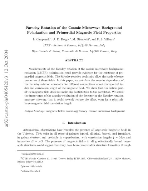 (PDF) Faraday Rotation of the Cosmic Microwave Background Polarization ...