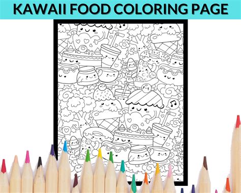 Kawaii Food Doodle Coloring Page, Printable Coloring Sheet - Etsy