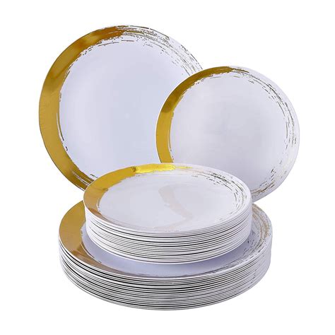 BRUSHED DISPOSABLE DINNERWARE SET | 20 Dinner Plates | 20 Side Plates ...