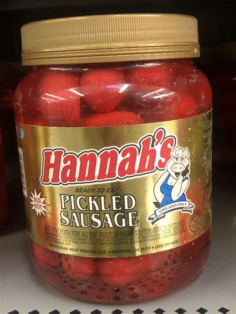 1 Quart Jar of Hannah Pickled Pork Sausage Red Hots Wieners Free Ship ...