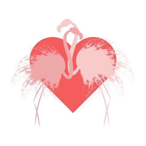 Couple of pink silhouette flamingo in love. Vector illustration ...