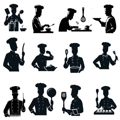 Printchef silhouette , chef poses silhouette , chef standing silhouette ...