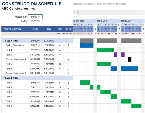 Construction Schedule Template