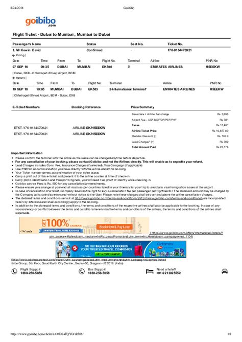 (PDF) Flight Ticket ­ Dubai to Mumbai , Mumbai to Dubai | kewin david ...