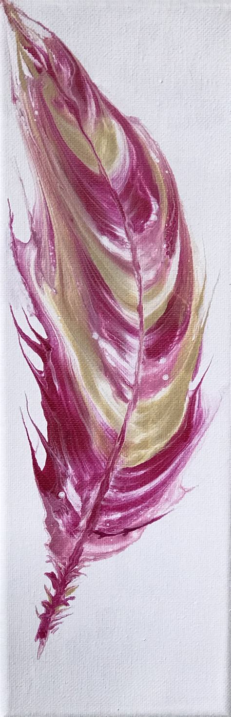 Pretty In Pink Feather Painting By janet keene, Paintings Fine Art for Sell