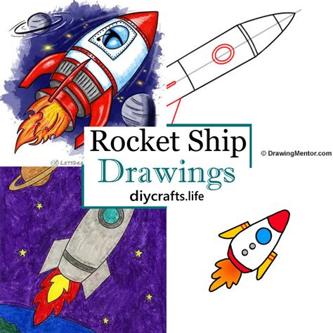 21 Easy Rocket Ship Drawings - Step By Step Guide - DIY Crafts