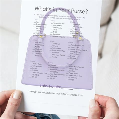 Bridal Shower Games Printed Whats in Your Purse - Etsy