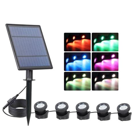 Solar Underwater Pool Lights 5-in-1 RGB LED Spotlight Decoration IP68