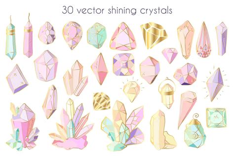 Magic Crystals - vector collection (137987) | Illustrations | Design ...