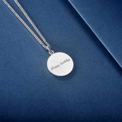 Personalized Custom Photo Engraved Circle Pendant Necklace In Sterling ...