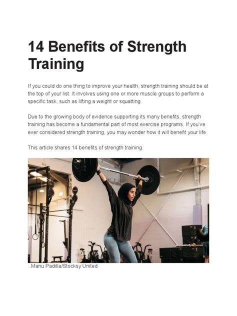 14 Benefits of Strength Training | PDF | Strength Training | Weight ...