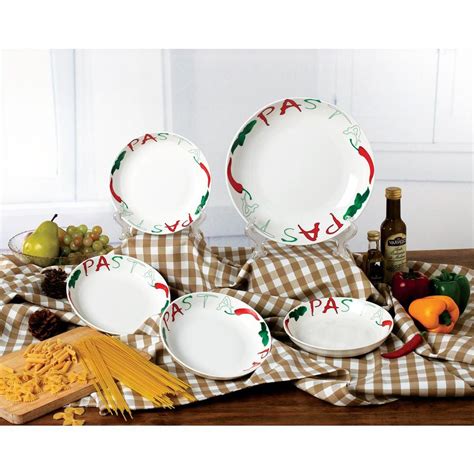 11 in. 52 fl. oz. Familia 5-Piece White Porcelain Pasta Serving Bowl ...