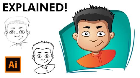 How to Draw a Cartoon Face - Adobe Illustrator Drawing Tutorial - YouTube