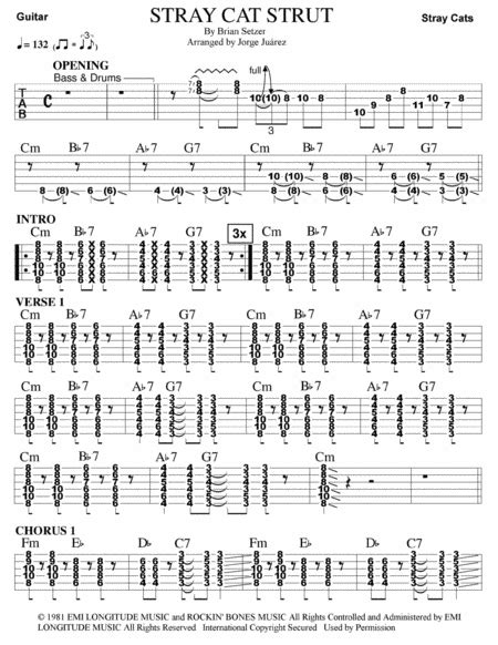 Stray Cat Strut (arr. Jorge Juárez) by Stray Cats Sheet Music for ...