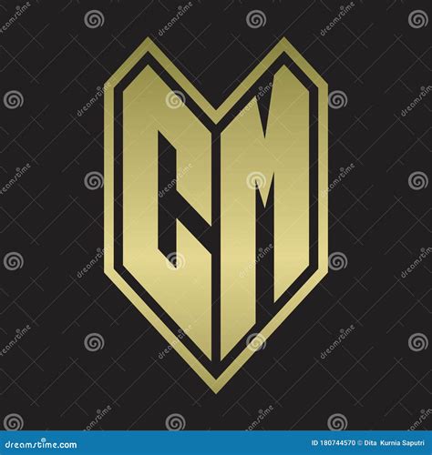 CM Logo Monogram with Emblem Line Style Isolated on Gold Colors Stock ...