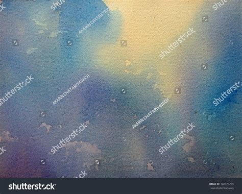 Blue Sky Watercolor Painting Background Stock Illustration 748973299 ...