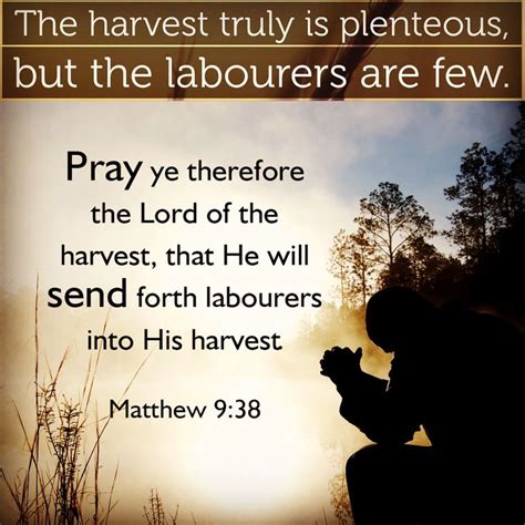 The harvest is plentiful...the laborers few...therefore... PRAY Matthew ...