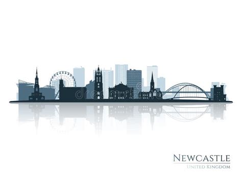 Newcastle Skyline Silhouette with Reflection. Stock Vector ...