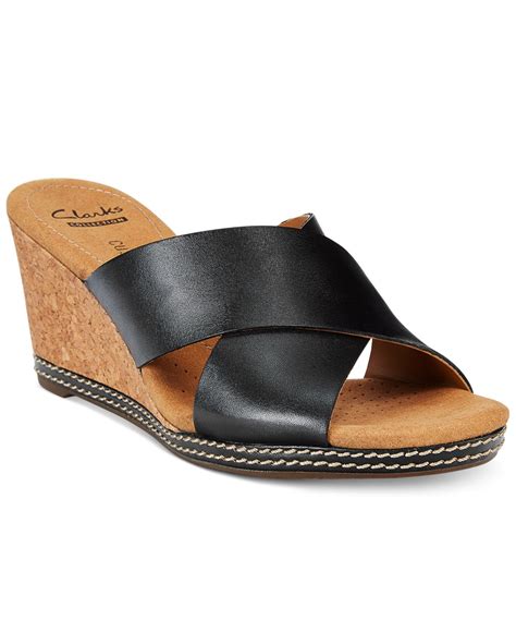 Clarks Collection Women's Helio Swan Wedge Sandals in Black - Save 23% ...