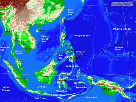 Southeast Asia Physical Map - A Learning Family