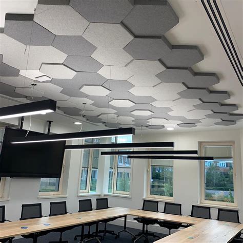 Bespoke Acoustic Hexagon Ceiling Panels for Stylish Office Design