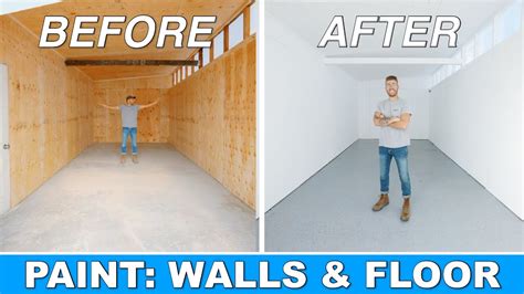 DIY SHED TO WORKSHOP TRANSFORMATION | PAINTING PLYWOOD WALLS & CONCRETE ...