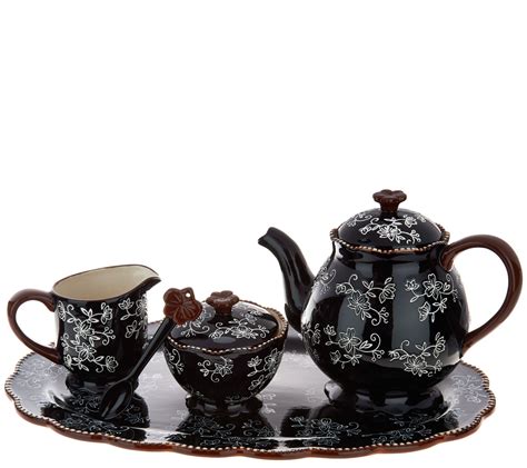 Temp-tations 7 piece tea set in all Floral Lace colors from QVC | Tea ...