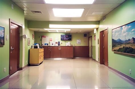 Premium AI Image | A hallway with a sign that says " hospital " on it.