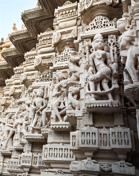 Sculptures and reliefs on the Jain temples in Palitana, India. Palitana ...