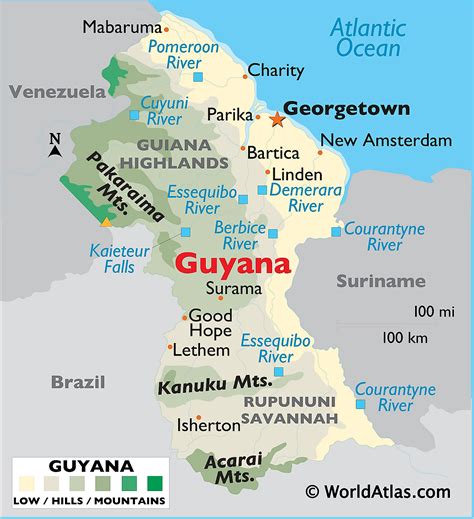 Map Of Guyana Showing The Four Natural Regions - United States Map ...