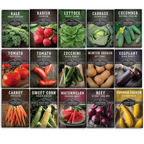 Survival Garden Seeds Vegetable Garden Collection Seed Vault - Non-GMO ...