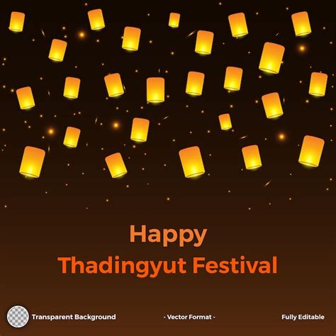 Premium Vector | Full moon day of thadingyut festival background with ...