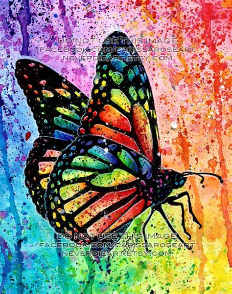 Art Print Butterfly Poster Colorful Rainbow Monarch Butterfly Pop Art ...