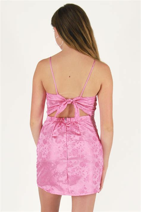 Adjustable Satin Dress - Pink Satin with Roses – purrrshop