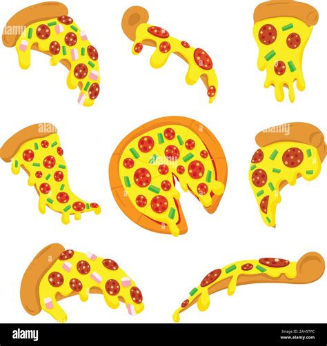 Vector Illustration of Pizza Cartoon With Pepperoni and Toppings Stock ...