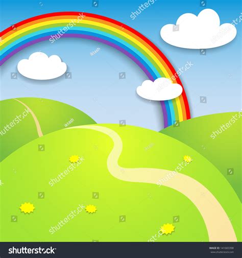 Sunny Landscape Stock Vector Illustration 141683398 : Shutterstock