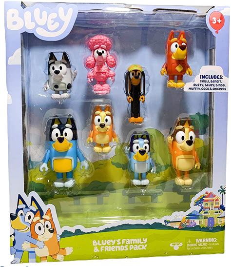 Bluey Family and Friends Figure 8-Pack: Articulated 2.5 Inch Action ...