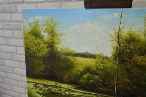 Oil painting on canvas 50x70 Backwater nature | Etsy