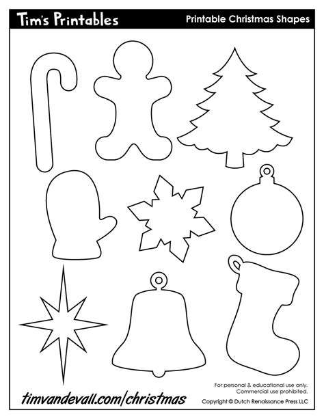 Printable Christmas Shapes, Christmas Shape Templates