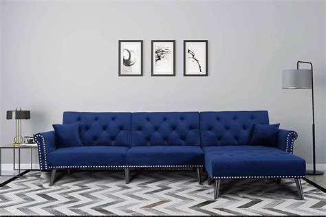 elvet Fabric Sectional Sofa Set Corner Couch (NAVY Blue)