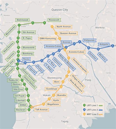 Map Guide to Manila's LRT and MRT Stations - DeiVille